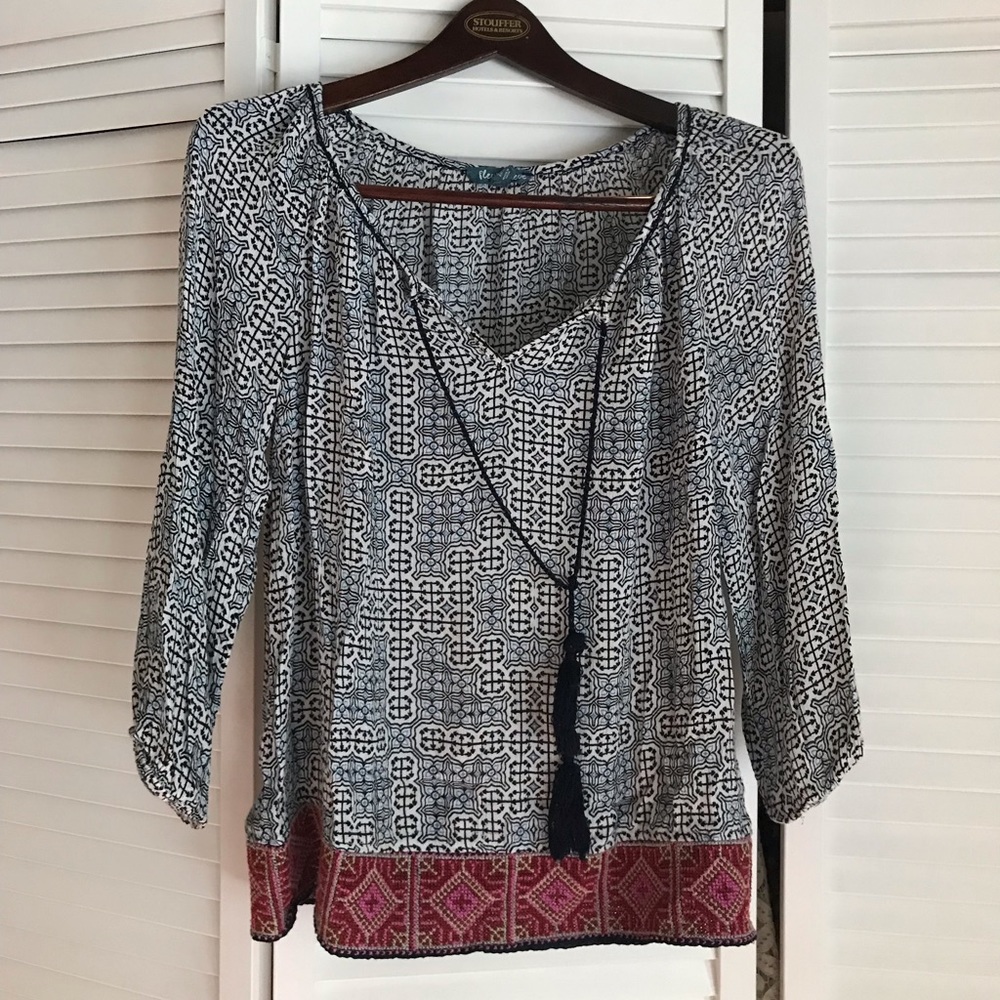 Embroidered Peasant Top